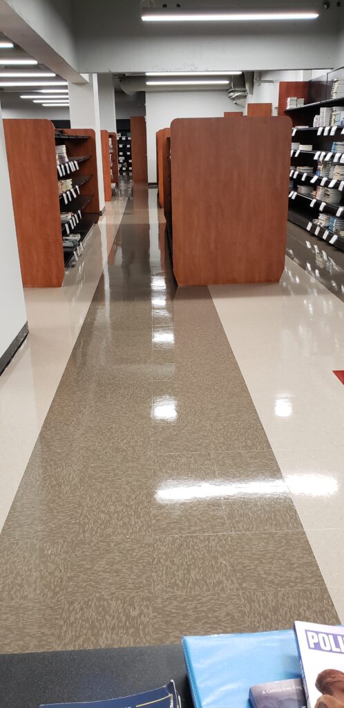 zoomed out photo of cleaned store floor